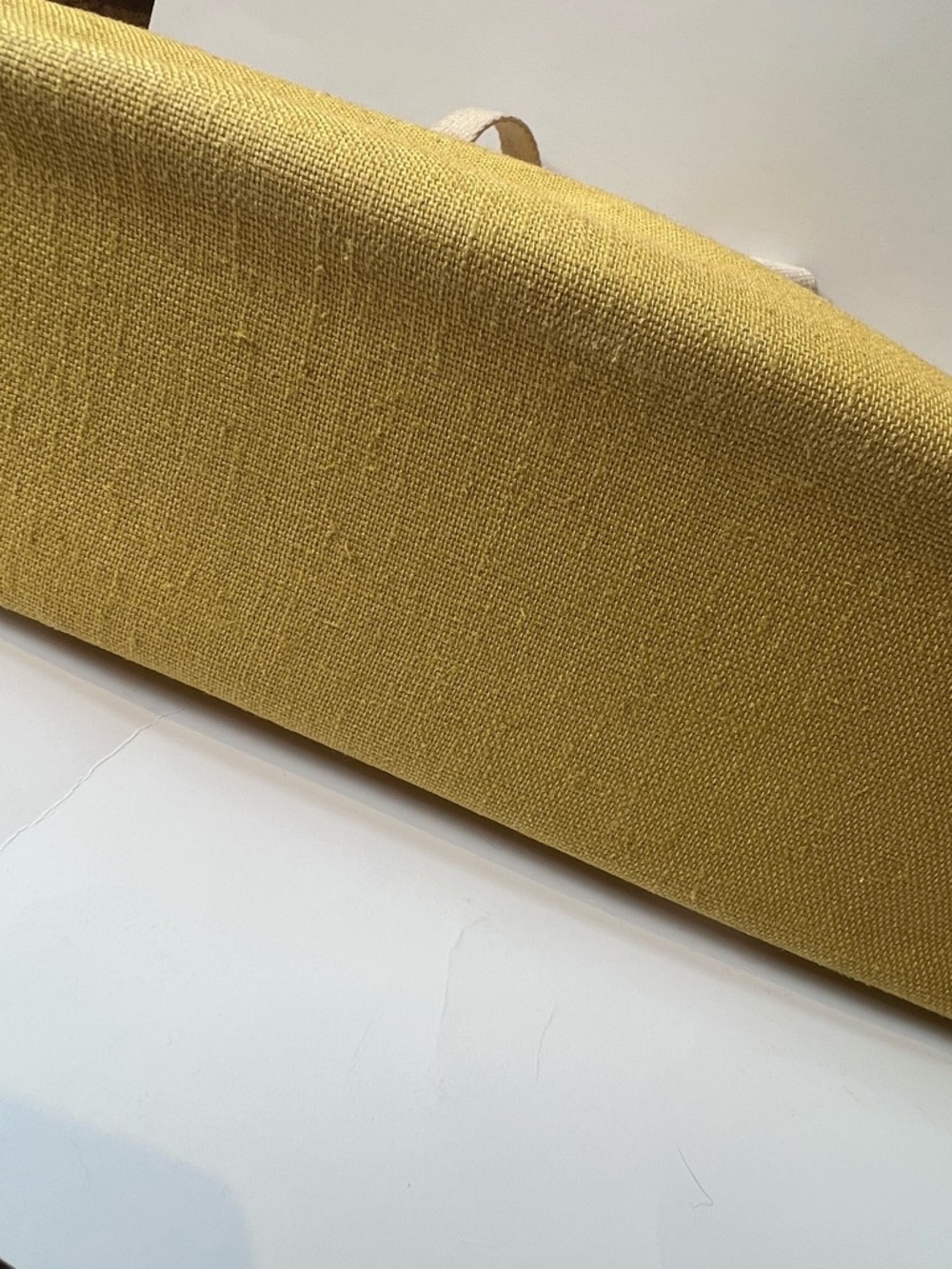 Vintage 60s Canvas Tote Bag in Mustard Yellow with Cream Straps - Picture 10 of 12